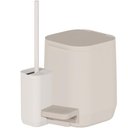 Ver imagem 1 de Kit Banheiro 3 Peças Bege Lixeira 6l Escova Sanitária de Piso e Parede Porta Papel Higiênico ou