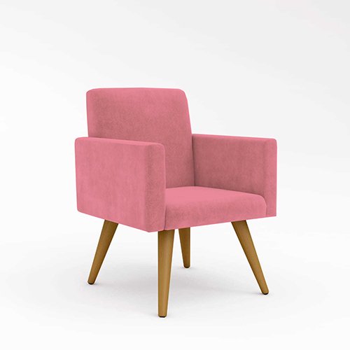 Poltrona Decorativa Cadeira Escritório Recepção Balaquidecor Cor:Rosa