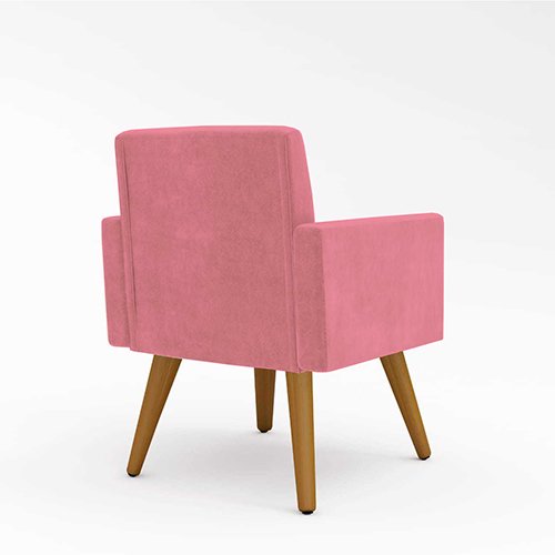 Poltrona Decorativa Cadeira Escritório Recepção Balaquidecor Cor:Rosa - 3