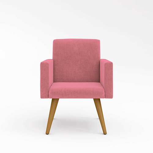 Poltrona Decorativa Cadeira Escritório Recepção Balaquidecor Cor:Rosa - 2