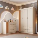 Ver imagem 1 de Quarto de Bebê com Roupeiro e Cômoda Sapateira Ayla Off White Phoenix Baby
