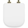 Tampa de Vaso Poliéster Com Amortecedor Quadra Branco para Bacia Deca com Ferragem Dourada - 1