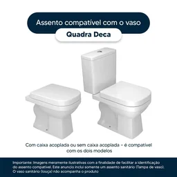 Tampa de Vaso Poliester Quadra Branco para Bacia Deca - 4