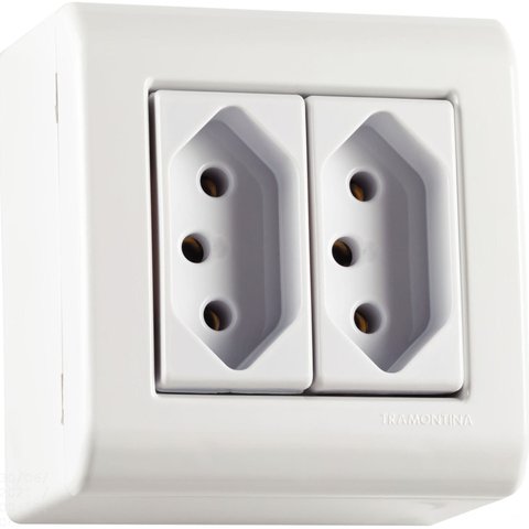 Caixa de Sobrepor com 2 Tomadas 2P+T 20 A 250 V Tramontina LizFlex Branca Tramontina