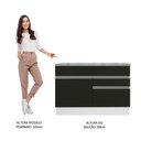 Ver imagem 7 de Balcão de Pia Armário de Cozinha 120 cm 1 Porta e 2 Gavetas (Com Tampo) Branco/Preto Glamy Madesa