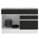 Ver imagem 5 de Balcão de Pia Armário de Cozinha 120 cm 1 Porta e 2 Gavetas (Com Tampo) Branco/Preto Glamy Madesa