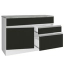 Ver imagem 6 de Balcão de Pia Armário de Cozinha 120 cm 1 Porta e 2 Gavetas (Com Tampo) Branco/Preto Glamy Madesa