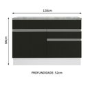 Ver imagem 4 de Balcão de Pia Armário de Cozinha 120 cm 1 Porta e 2 Gavetas (Com Tampo) Branco/Preto Glamy Madesa
