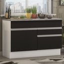 Ver imagem 3 de Balcão de Pia Armário de Cozinha 120 cm 1 Porta e 2 Gavetas (Com Tampo) Branco/Preto Glamy Madesa