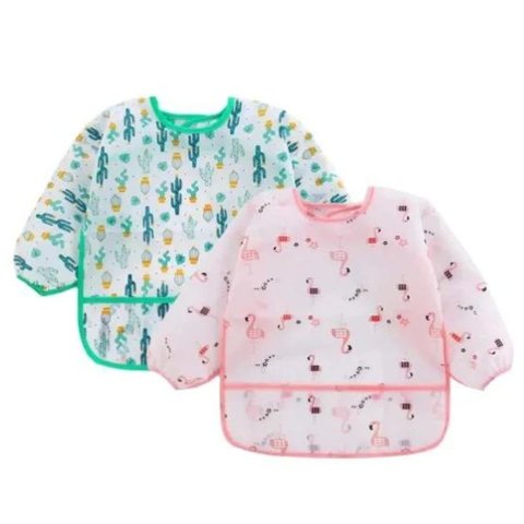 Babador manga longa BLW Kit 2Unds - Flamingo e Cactos Baby Babador Manga Longa BLW Flamingo Cactos, 