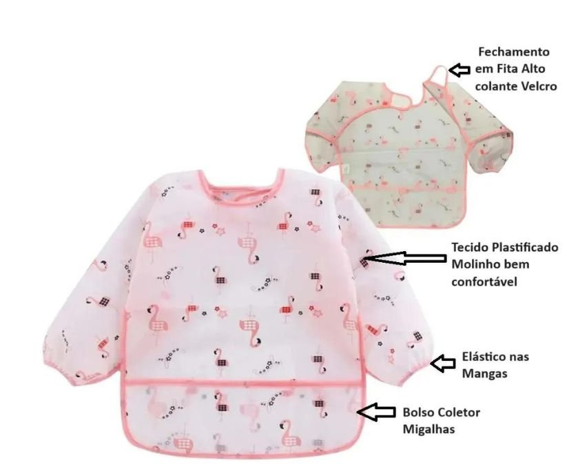 Babador manga longa BLW Kit 2Unds - Flamingo e Cactos Baby Babador Manga Longa BLW Flamingo Cactos,  - 5