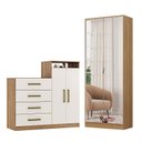 Ver imagem 1 de Cômoda Sapateira Áurea e Armário Multiuso Grife Amêndola Touch Off White – Demóbile