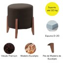 Ver imagem 4 de Puff Estofado Decorativo para Sala Redondo Eloá Veludo:marrom