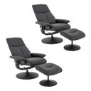 Ver imagem 2 de Kit 2 Poltronas de Massagem Arizona Giratória com Apoio de Pés e Reclinável Pu Preto G56 - Gran Belo