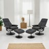 Kit 2 Poltronas de Massagem Arizona Giratória com Apoio de Pés e Reclinável Pu Preto G56 - Gran Belo - 1