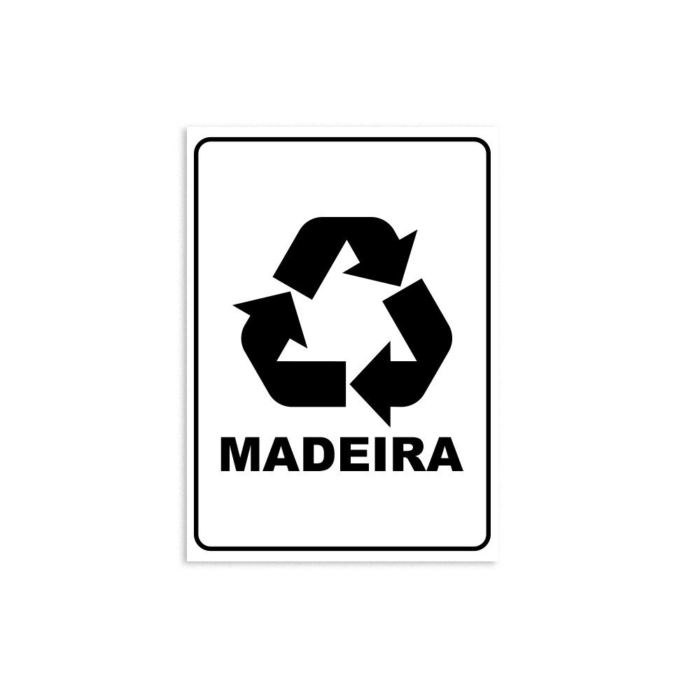 Placa de Sinalização Coleta Seletiva Madeira