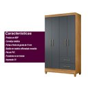 Ver imagem 6 de Kit Guarda Roupa Solteiro Chile e Cômoda Ms - Freijó / Cinza