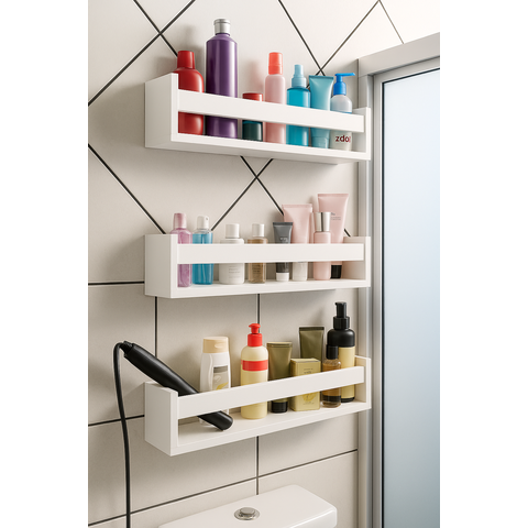 Prateleiras de Parede Brancas em MDF – Kit 3 Unidades - para Banheiro, Livros e Decoração (Mariá)