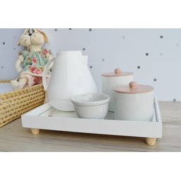 Kit Higiene Porcelana Bebê Meninas Rosê Maternidade Bancada Bebê Térmica - 1