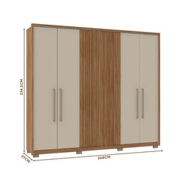 Guarda Roupa Casal 6 Portas 4 Gavetas 268cm Comodus Caemmun Buriti/Off White - 4