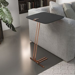 Mesa L50 Lateral Aproximação Sofá Preta Base Cobre