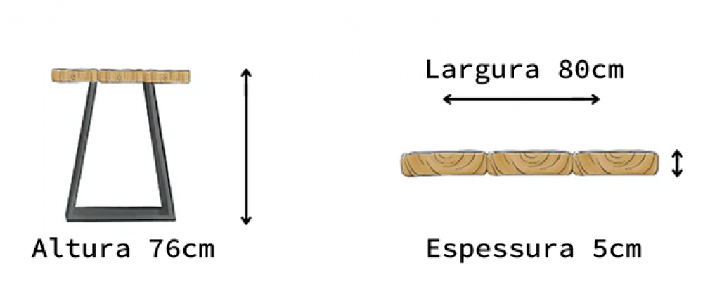 Mesa de Jantar Rústica | Estrutura Trapézio - 180cm - 8