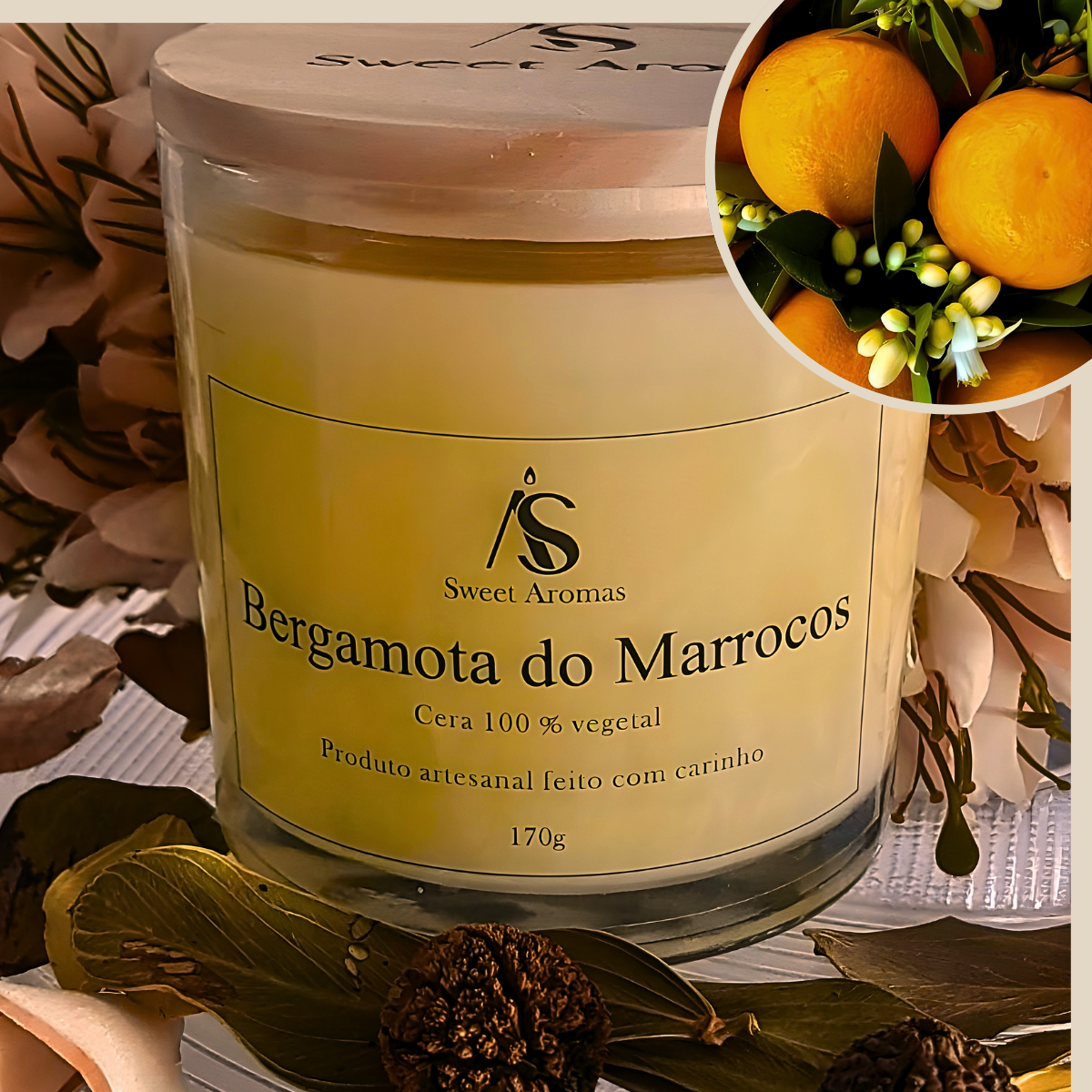 Vela Aromatica Artesanal Perfumada - Bergamota do Marrocos - 4