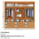 Ver imagem 3 de Guarda Roupa Casal 6 Portas com Espelho Mari 230 cm Cinamomo Zanz