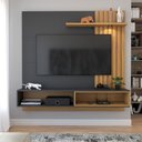Ver imagem 2 de Painel para Tv até 60 Polegadas Caribe 1 Porta 1 Prateleira Preto Fosco/noce - Panorama Móveis