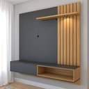 Ver imagem 5 de Painel para Tv até 60 Polegadas Caribe 1 Porta 1 Prateleira Preto Fosco/noce - Panorama Móveis
