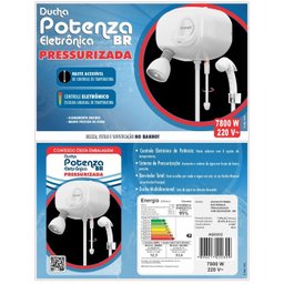 Ducha Potenza Eletrônica Blindada Pressurizada Turbo 7800w 220v Cardal - 4