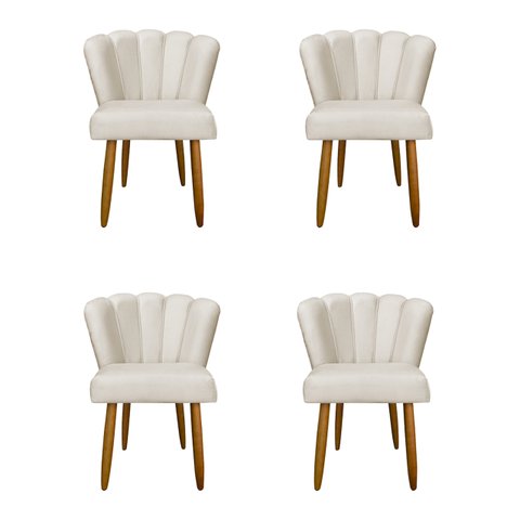 Kit 4 Cadeiras para Mesa de Jantar Flor - Balaqui Decor Cor:bege