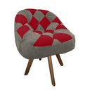 Ver imagem 2 de Poltrona Paloma Escritório Sala Giratória Madeira Suede Cappuccino e Suede Vermelho - Dominic Decor
