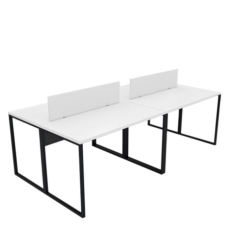 Estação Trabalho Mesa Industrial 4 Lugares Office Netmobil - Branco