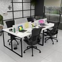 Ver imagem 2 de Estação Trabalho Mesa Industrial 4 Lugares Office Netmobil - Branco