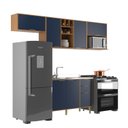 Ver imagem 2 de Cozinha Compacta Modulada 6 Portas 3 Gavetas Domus Espresso Móveis Azul/Nogal/Royal
