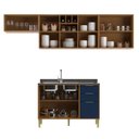 Ver imagem 5 de Cozinha Compacta Modulada 6 Portas 3 Gavetas Domus Espresso Móveis Azul/Nogal/Royal