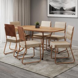 Conjunto Sala de Jantar Mesa e 6 Cadeiras Fênix Carraro Rose - 1