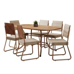 Conjunto Sala de Jantar Mesa e 6 Cadeiras Fênix Carraro Rose - 2