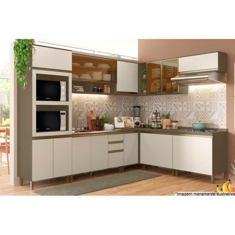 Cozinha Modulada Henn Connect 13 Peças (4 Armários + 4 Balcões + 1 Paneleiro + 4 Complementos) C13P0