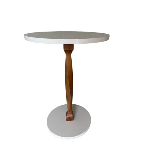 Mesa Monope na Cor Off White Pé Amendoa Espiral