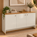 Ver imagem 1 de Aparador Buffet para Sala de Jantar em MDP MDF 3 Portas 135 cm Berlin - Off White/Naturale