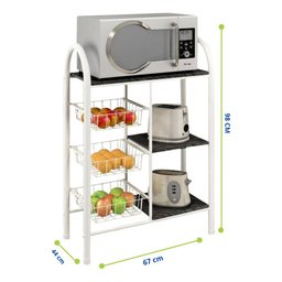 Fruteira de Chão Aramada Multiuso Organizadora Balcão em Aço Pedra Suporte Micro Ondas - 2