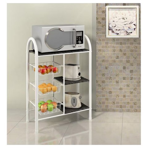 Fruteira de Chão Aramada Multiuso Organizadora Balcão em Aço Pedra Suporte Micro Ondas