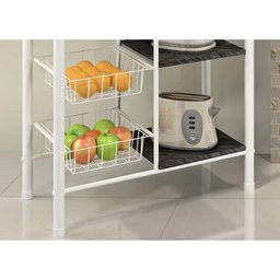 Fruteira de Chão Aramada Multiuso Organizadora Balcão em Aço Pedra Suporte Micro Ondas - 6