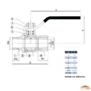 Ver imagem 3 de Válvula Esfera Macho X Fêmea 2 Gás Passagem Plena Alavanca Ivm Italy Latão Niquelado Gpn20 Pn40