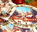 Ver imagem 1 de Kit Sousplat + Guardanapo Natal da Vila Nsw 4 Peças sem Base