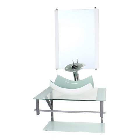 GABINETE DE VIDRO PARA BANHEIRO 60CM AC CUBA RETANGULAR CURVADA BRANCO