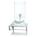 Ver imagem 2 de GABINETE DE VIDRO PARA BANHEIRO 60CM AC CUBA RETANGULAR CURVADA BRANCO