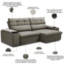 Ver imagem 3 de Sofá Retrátil Reclinável para Sala 3 Lugares 245cm Gordon F04 Veludo Marrom Claro - Lyam Decor